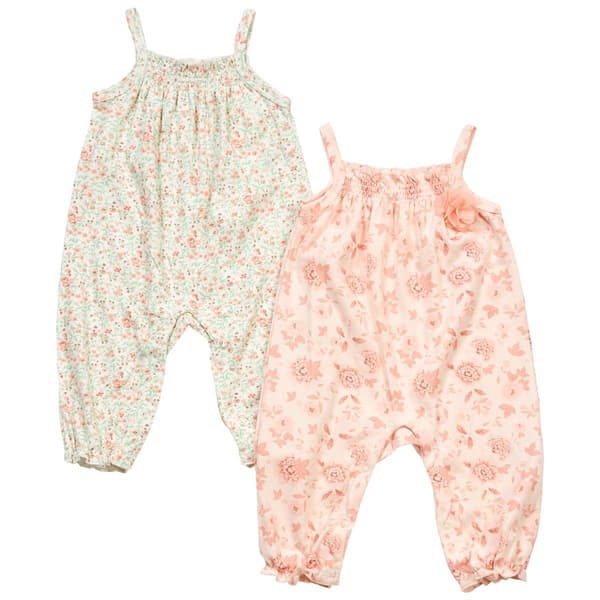 Baby Girl (3-9M) Laura Ashley 2pk. Flower Smocked Coverall - image 