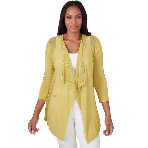 Plus Size Emaline Key Items Solid 3/4 Sleeve Drape Front Cardigan - image 