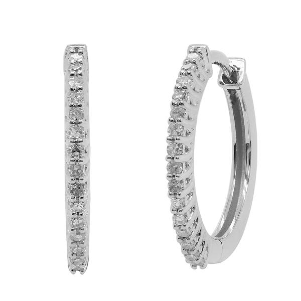 Nova Star&#40;R&#41; 1/4ctw. Lab Grown Diamond Sterling Silver Hoops - image 