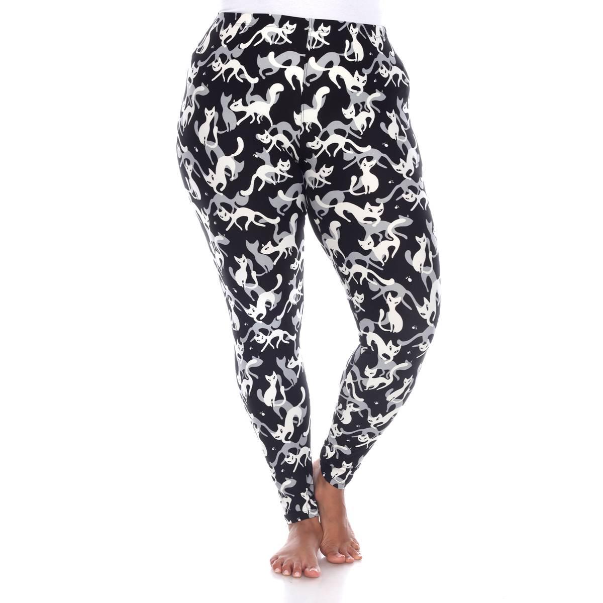 Plus Size White Mark High-Rise Cat Print Leggings