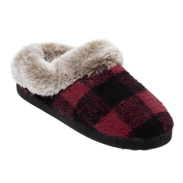 Womens Cuddl Duds&#40;R&#41; Buffalo Check Two-Tone Faux Fur Clog Slippers - image 