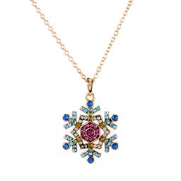 Ellen Tracy Gold Plated Multi Color Crystal Snowflake Pendant