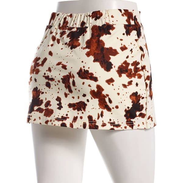 Juniors No Comment Cattle Print Wrap Front Skort