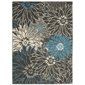 HomeRoots Transitional Blue & Grey Floral Rectangular Area Rug - image 1