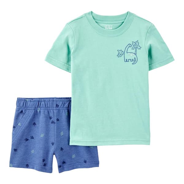 Toddler Boy Carter''s&#40;R&#41; Solid Tee & Dino Tracks Shorts Set - image 