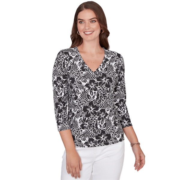 Petites Heart''s of Palm Printed Essentials Printed Stretch Jerse