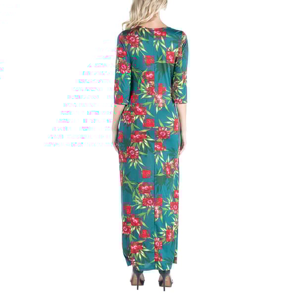 Plus Size 24/7 Comfort Apparel Floral Maternity Maxi Wrap Dress