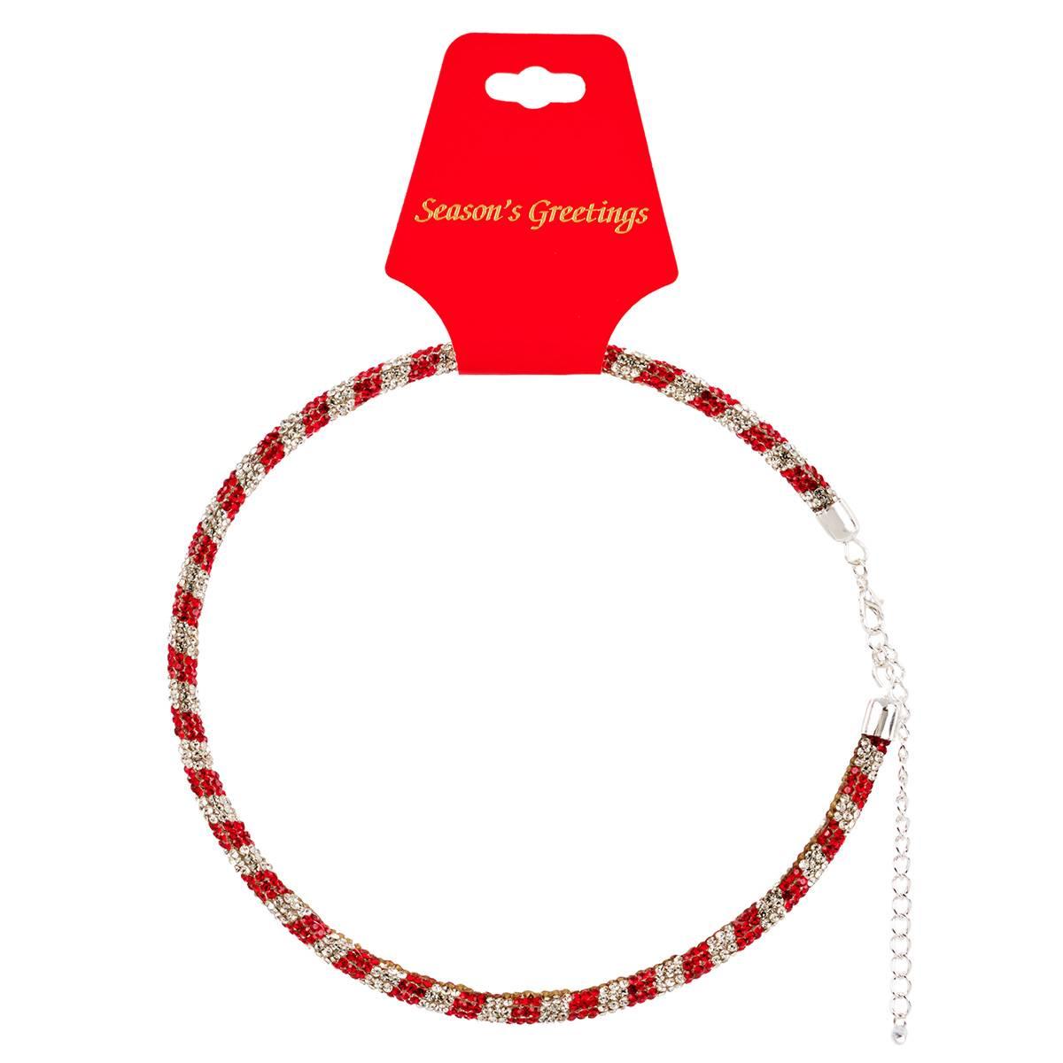 Green/Red & Silver Crystal Ball Necklace