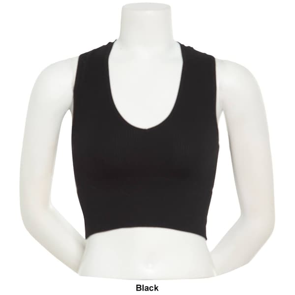 Juniors Poof! Solid Seamless V-Neck Ribbed Tank Top