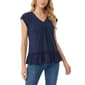 Petite NY Collection Cap Sleevev V-Neck Solid Slub Jersey Top W - image 1