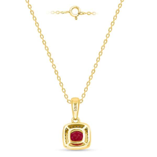 Gemstone Classics™ Created Ruby Lab Grown Diamond Square Pendant