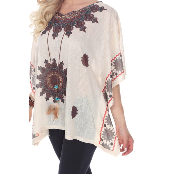 Womens White Mark Medallion Print Poncho