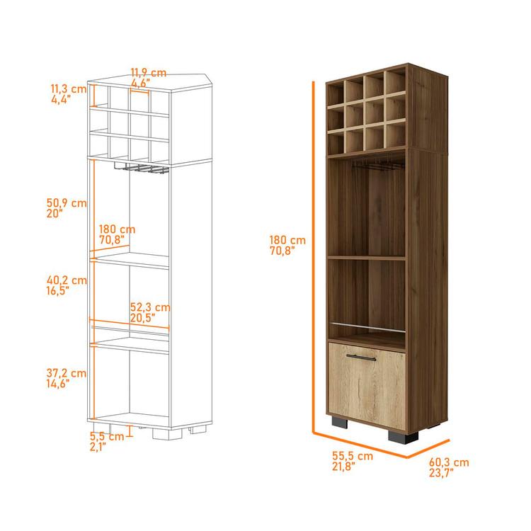 FM FURNITURE Aubree Mahagony Corner Bar Cabinet