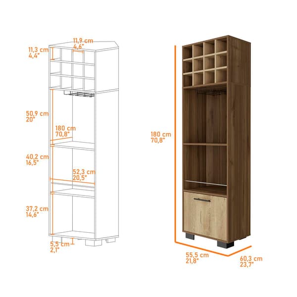 FM FURNITURE Aubree Mahagony Corner Bar Cabinet