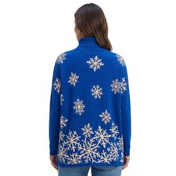 Womens Tint & Shadow Ribbed Sleeve Snowflake Poncho Sweater
