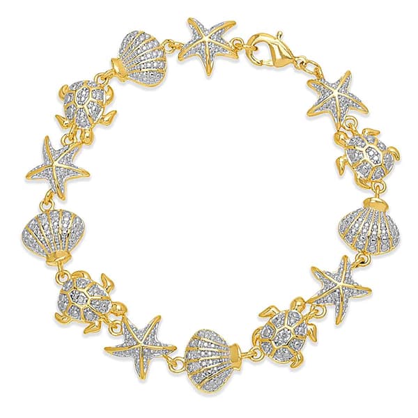 Gianni Argento Gold Plated 1/10ctw. Diamond Sea Life Bracelet - image 