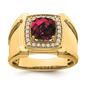 Mens Pure Fire 14kt. Yellow Gold Lab Grown Diamond Ruby Ring - image 2