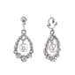 1928 Silver-Tone Simulated Pearl & Crystal Clip On Earrings - image 1