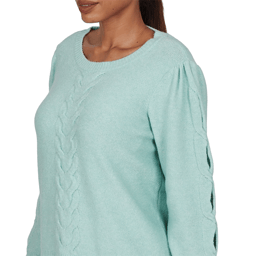 Petite Ruby Rd. Mythical Long Open Sleeve Cable Knit Sweater