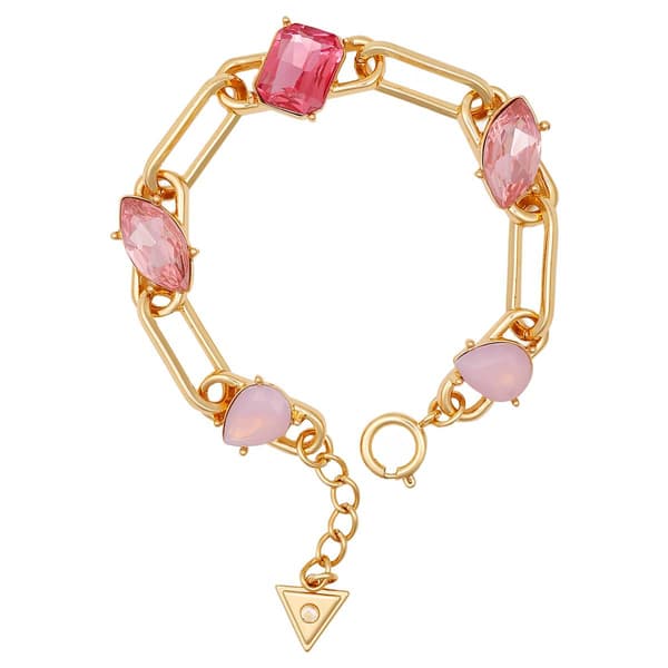 Guess Gold-Tone Pink Stone Link Bracelet - image 