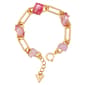 Guess Gold-Tone Pink Stone Link Bracelet - image 1