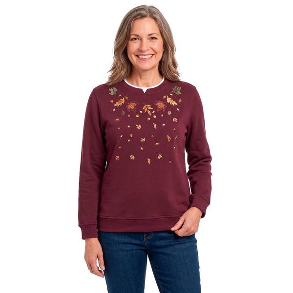Petite Hasting & Smith Falling Leaves Fleece Sweatshirt - image 