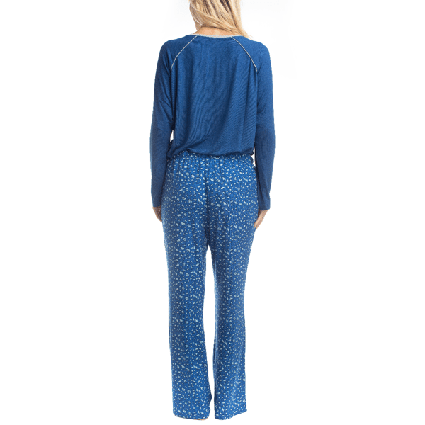 Womens Goodnight Kiss Cherry & Merry Leopard Henley Pajama Set