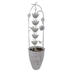 Alpine Metal White Rustic Flower Fountain