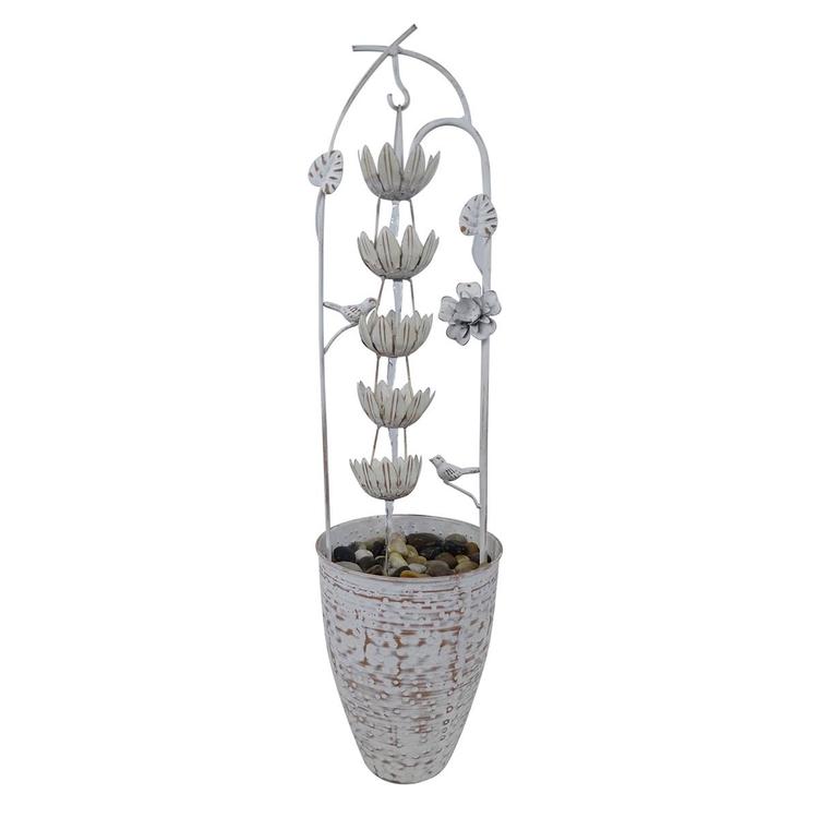 Alpine Metal White Rustic Flower Fountain
