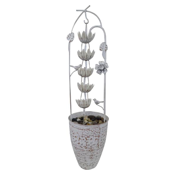Alpine Metal White Rustic Flower Fountain - image 
