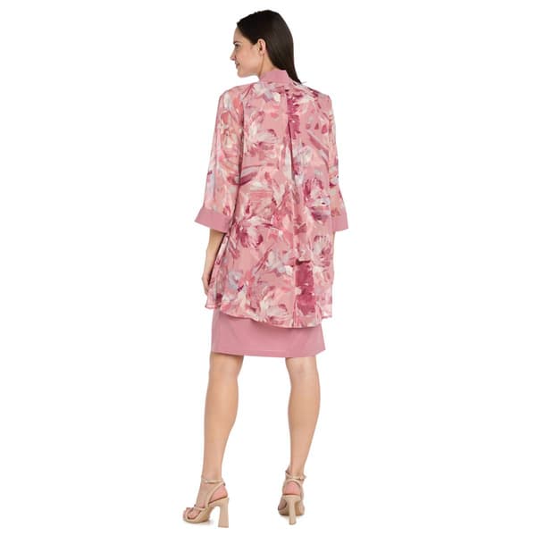 Womens R&M Richards Long Sleeve Rose Floral Jacket Dress