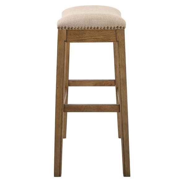 New Ridge Home Goods Sadie Natural Wood Bar-Height Barstool