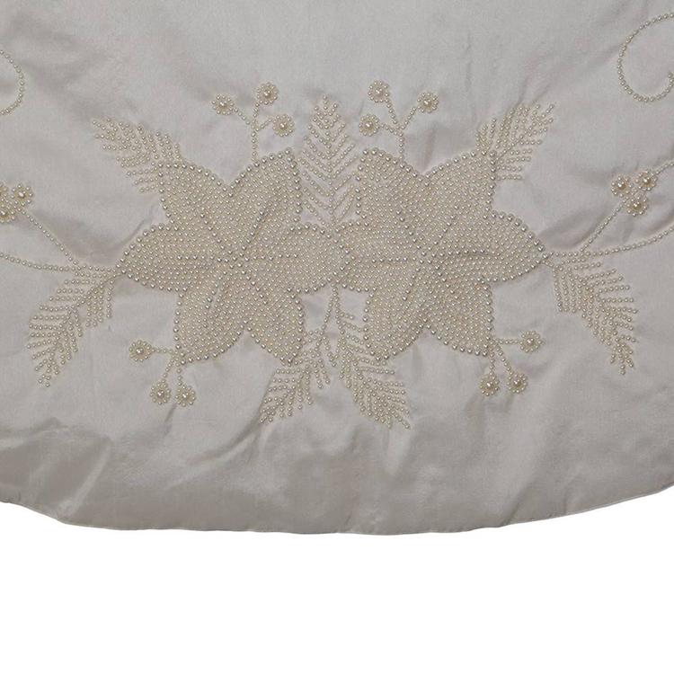 Kurt S. Adler 54in. Ivory with Pearl Beads Tree Skirt