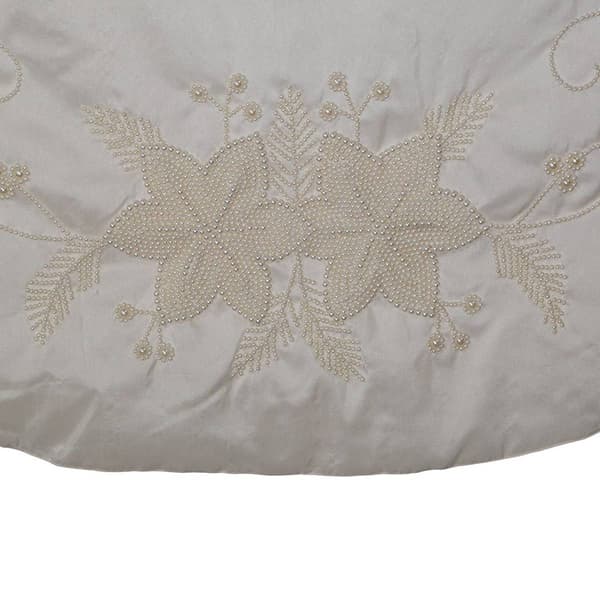Kurt S. Adler 54in. Ivory with Pearl Beads Tree Skirt