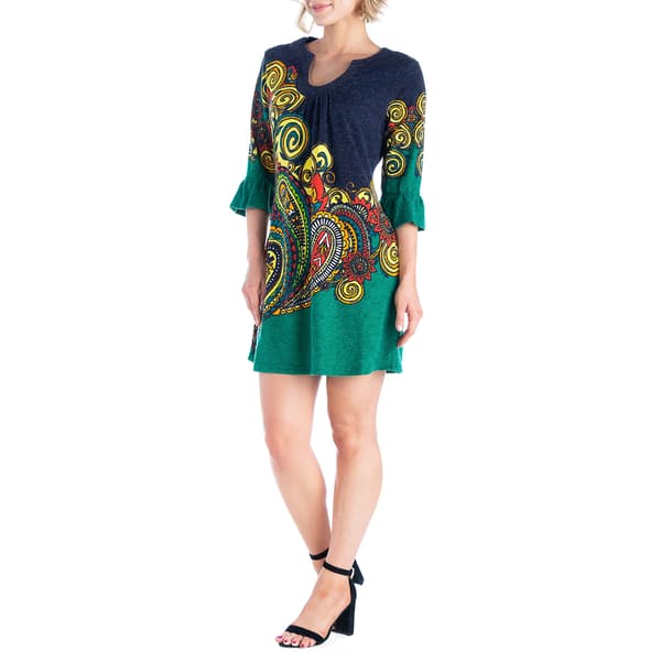Womens 24/7 Comfort Apparel Colorful Paisley Shift Dress