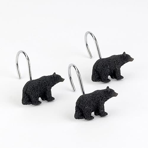 Avanti Black Bear Lodge Shower Curtain Hooks - image 