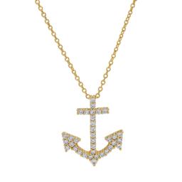 Gold Plated Cubic Zirconia Anchor Pendant