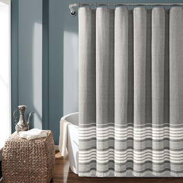 Lush Decor(R) Nantucket Yarn Dyed Tassel Fringe Shower Curtain