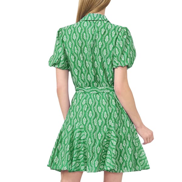 Womens Cece Short Sleeve Leaf Ruffle Hem Shirtdress