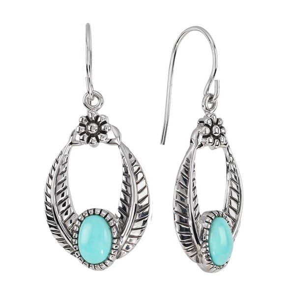 Athra Fine Silver Plated Howlite Oval Drop Earrings - image 