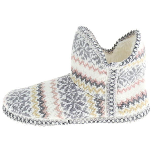 Womens Capelli Fair Isle Knit Bootie Slippers