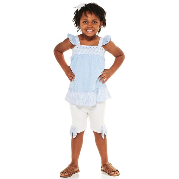 Girls (4-6x) Rare Editions Daisy & Dot Tank Top w/ Bike Short Set - image 