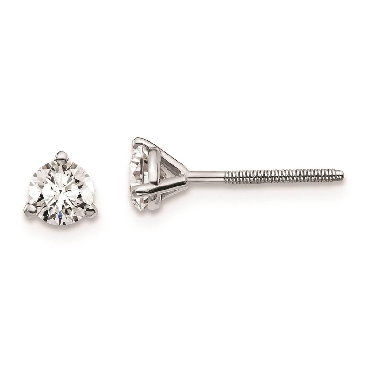 Pure Fire 14kt. White Gold 1/2ctw. Screwback Lab Diamond...