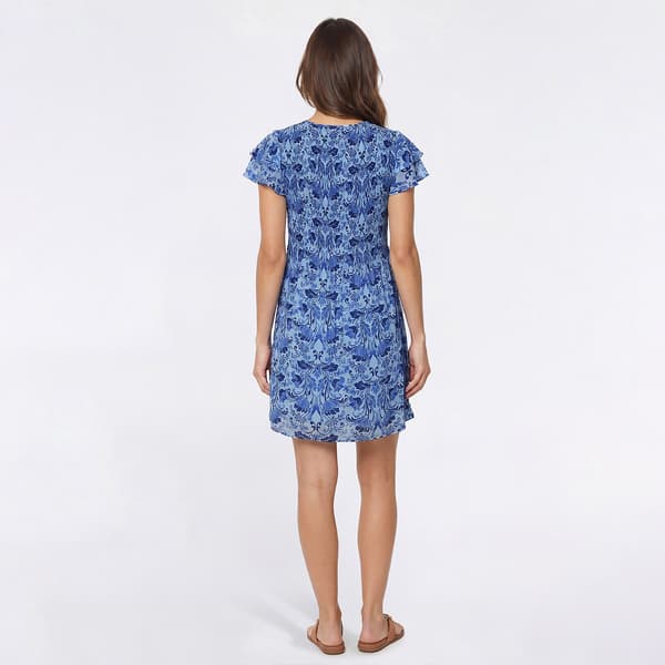 Womens Ninety Clothing Flutter Sleeve Jacquard Shift Dress