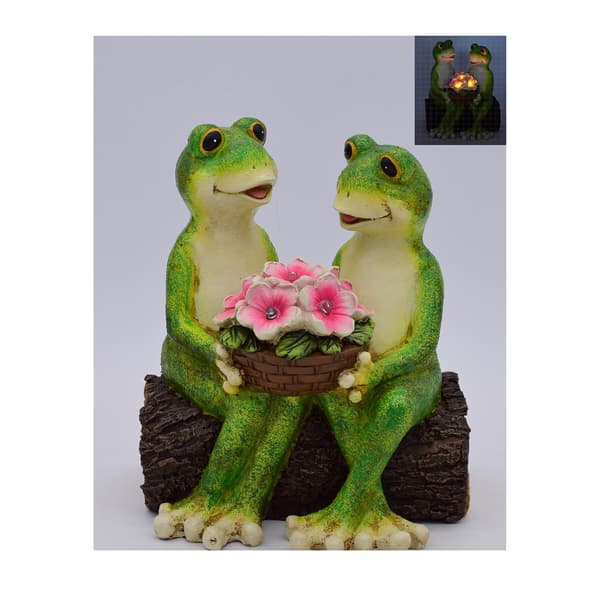Resin Frog Couple With Solar Light - image 