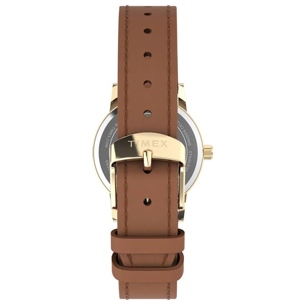 Womens Timex® Silver Dial Watch w/ Leather Strap - TW2Y72700JT