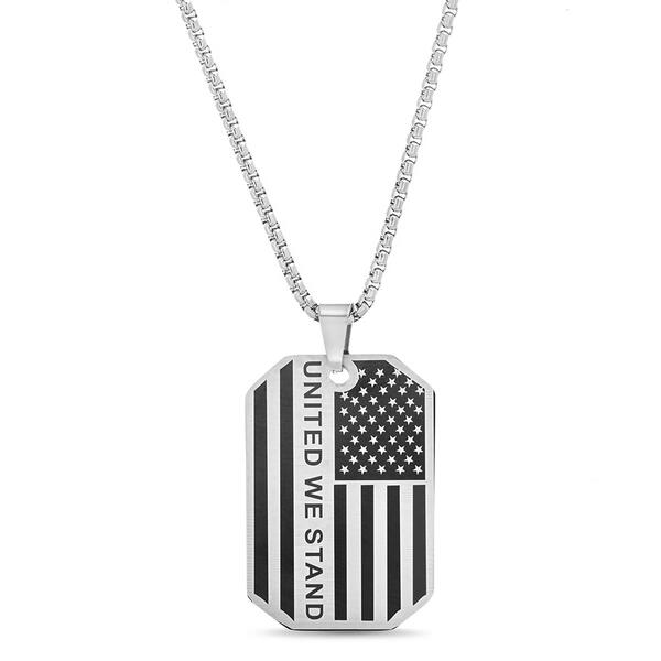 Mens Creed Stainless Steel United We Stand Dog Tag Necklace - image 