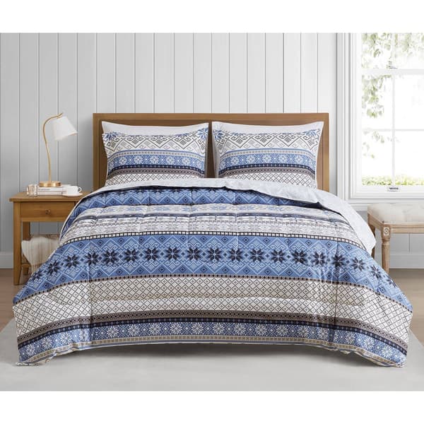 Cedar Court Fair Isle Stripes 3pc. Reversible Comforter Set