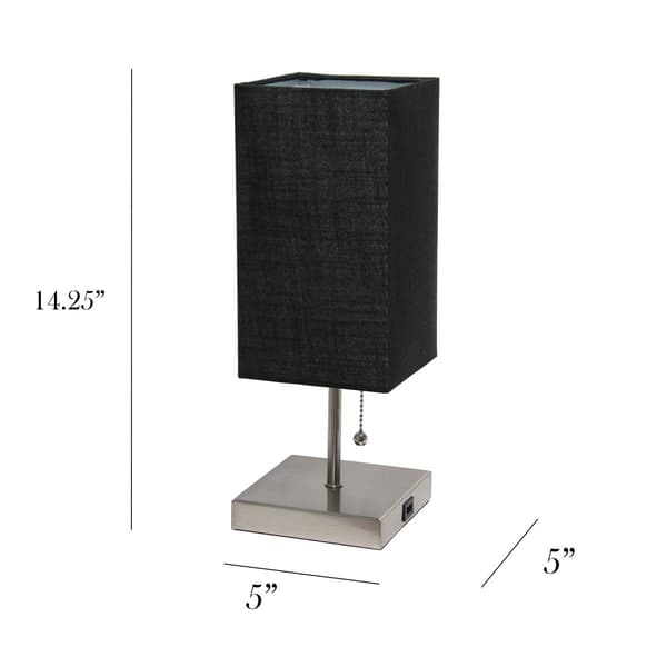 Simple Designs Petite Stick Lamp w/USB Port/Black Shade-Set of 2
