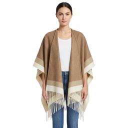 Womens Modena Solid with Border & Fringe Ruana